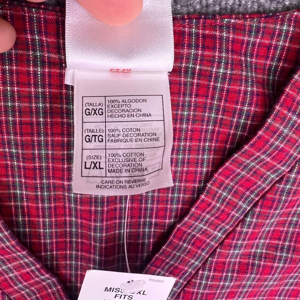 Disney Nightshirt Womens L/XL Red Plaid Winnie Pooh Eeyore Christmas Sleepwear - Picture 5 of 16